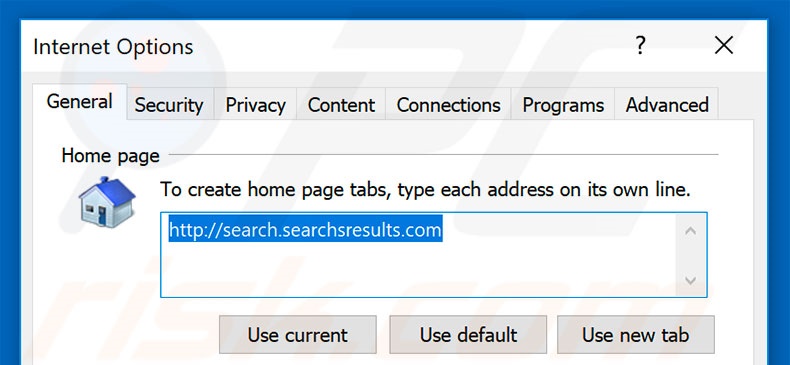 Removing search.searchsresults.com from Internet Explorer homepage