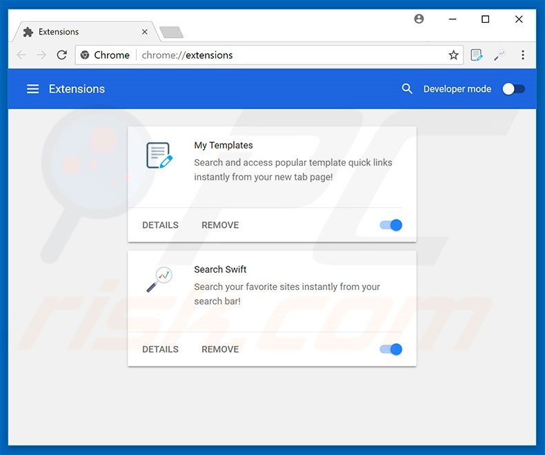Removing search.searchswift.co related Google Chrome extensions