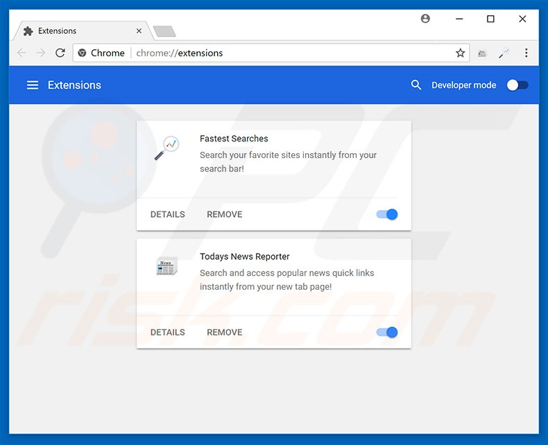 Removing search.searchtodaynr.com related Google Chrome extensions