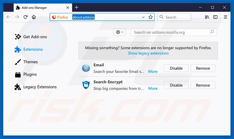 Removing search.searchtodaynr.com related Mozilla Firefox extensions