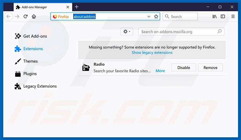 Removing search.searchyrs.com related Mozilla Firefox extensions