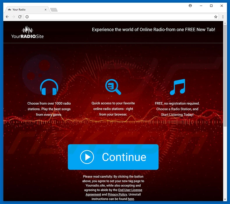 Website used to promote Your Radio browser hijacker