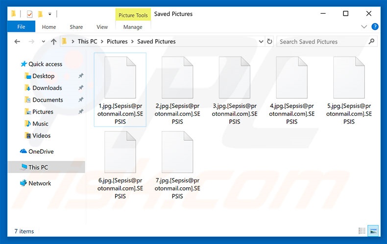 Files encrypted by Sepsis ransomware (.[Sepsis@protonmail.com].SEPSIS extension)