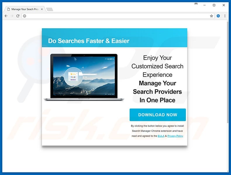 Website used to promote Search Manager browser hijacker