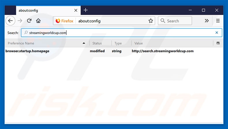 Removing search.streamingworldcup.com from Mozilla Firefox default search engine