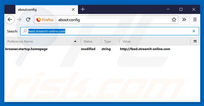Removing feed.streamit-online.com from Mozilla Firefox default search engine