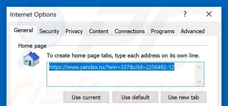 Removing yandex.ru from Internet Explorer homepage