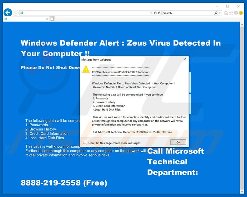 Zeus Virus Detected In Your Computer scam