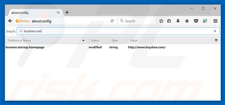 Removing buyslaw.com from Mozilla Firefox default search engine
