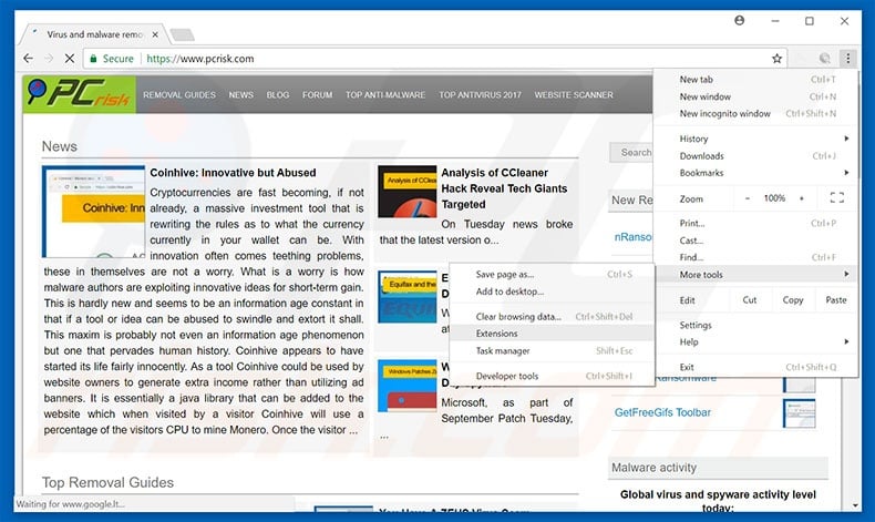 Removing buzzing.media  ads from Google Chrome step 1