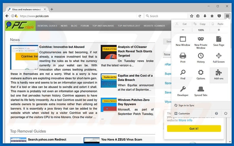 Removing buzzing.media ads from Mozilla Firefox step 1