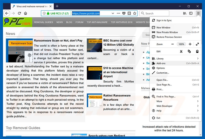 Removing CoreTempApp ads from Mozilla Firefox step 1