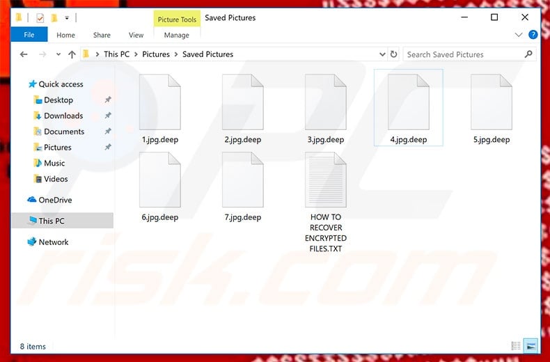 Files encrypted by Deep ransomware (.deep extension)