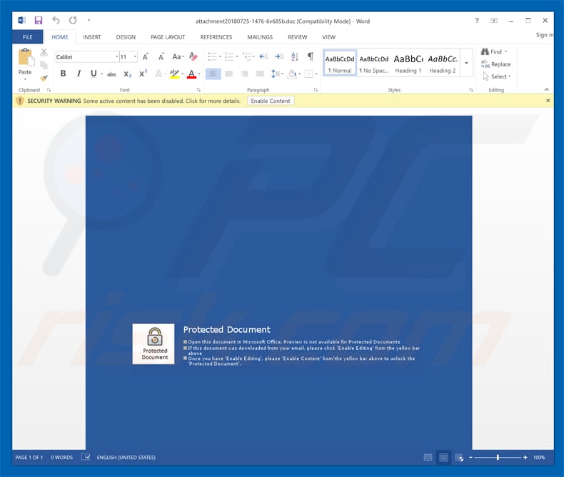 efax email .doc attachment trickbot