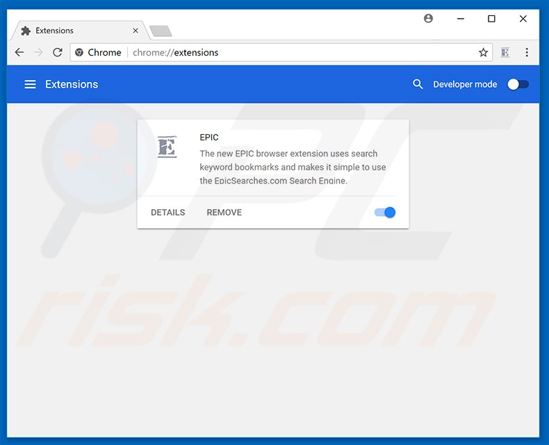 Removing epicsearches.com related Google Chrome extensions