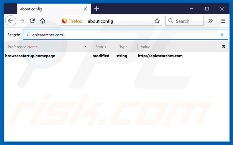 Removing epicsearches.com from Mozilla Firefox default search engine