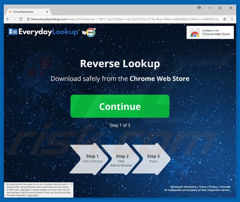 pop-up ad promoting installation of everydaylookup toolbar