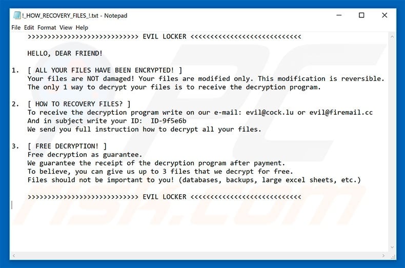 Evil Locker decrypt instructions
