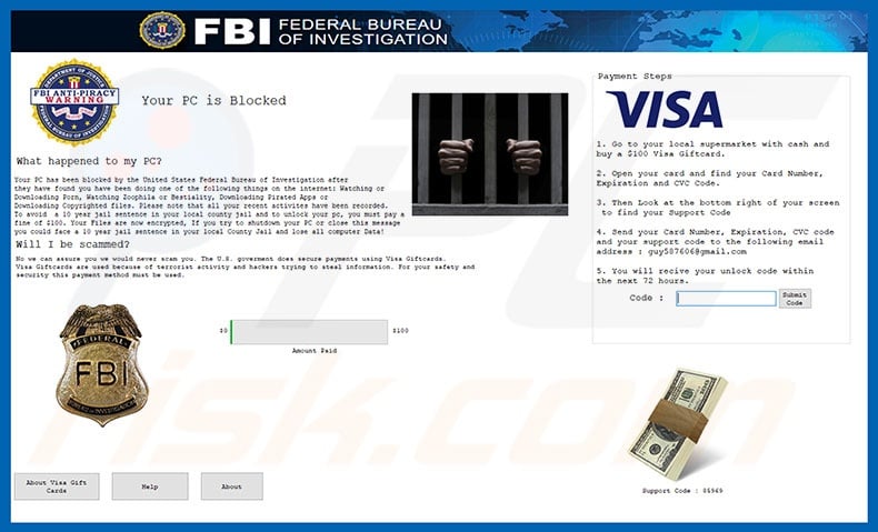 FEDERAL BUREAU OF INVESTIGATION - Your PC Is Blocked scam