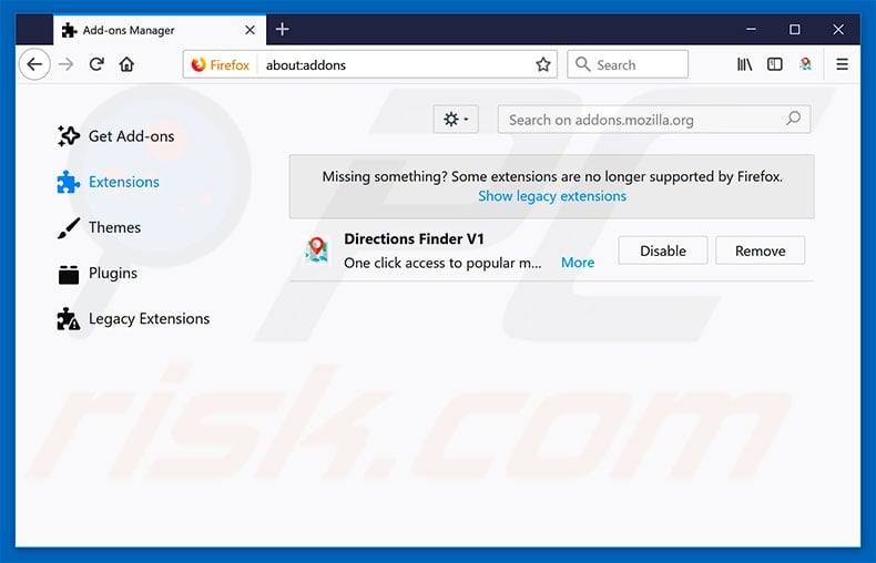 Removing finddirections.co related Mozilla Firefox extensions