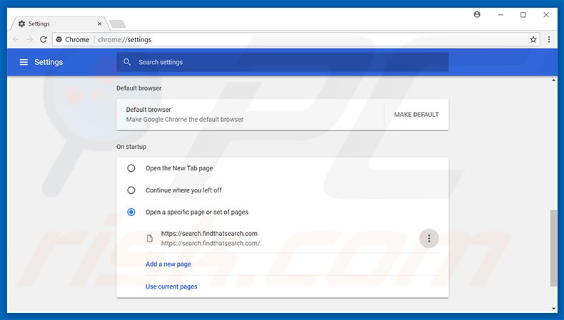 Removing search.findthatsearch.com from Google Chrome homepage
