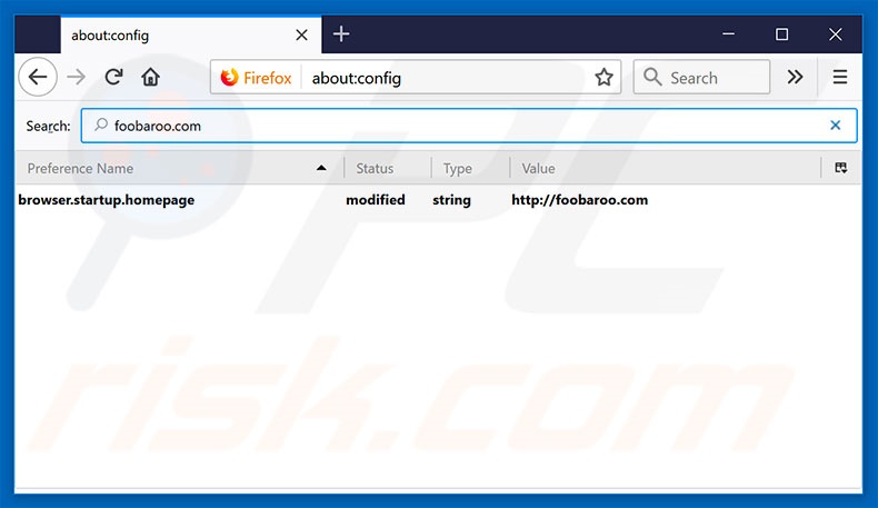 Removing foobaroo.com from Mozilla Firefox default search engine