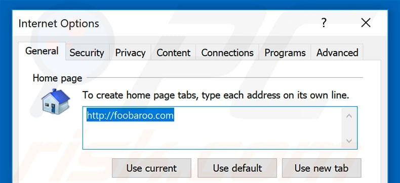 Removing foobaroo.com from Internet Explorer homepage