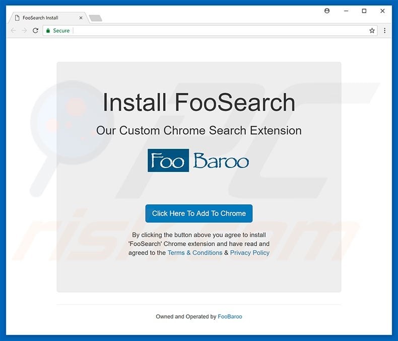 Website used to promote FooSearch browser hijacker