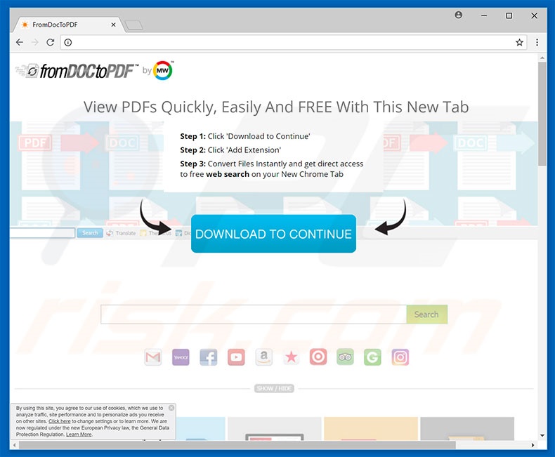 Website used to promote FromDocToPDF browser hijacker