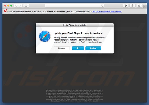 Fake adobe flash player installer that distributes adware