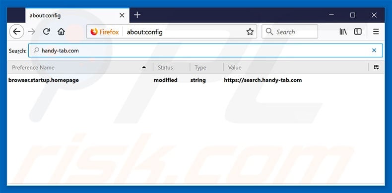 Removing search.handy-tab.com from Mozilla Firefox default search engine