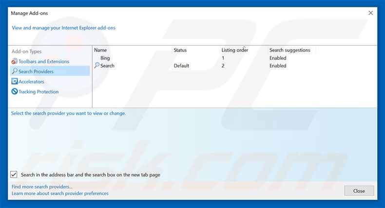 Removing search.handy-tab.com from Internet Explorer default search engine