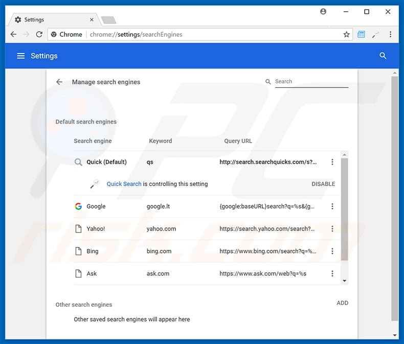 Removing search.hdesignyoursite.com from Google Chrome default search engine