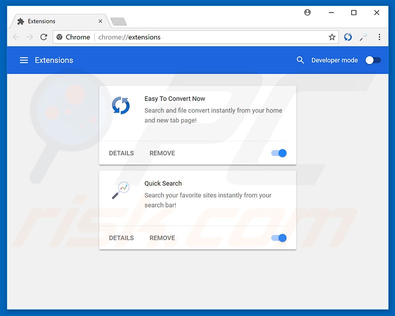 Removing search.heasytoconvertnow.com related Google Chrome extensions