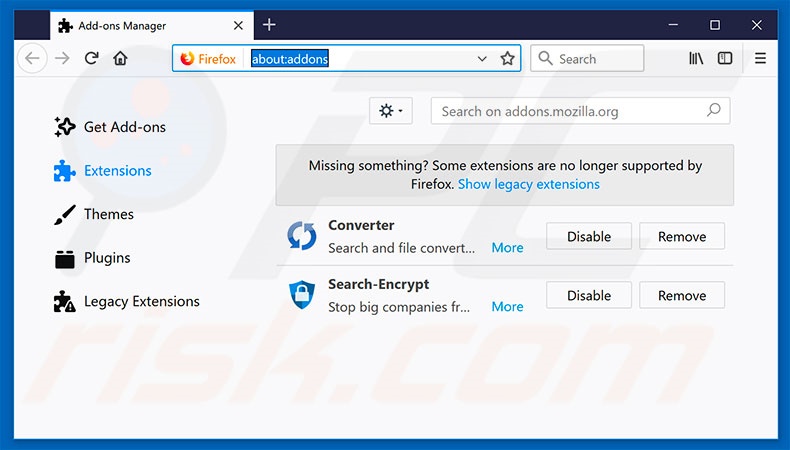 Removing search.heasytoconvertnow.com related Mozilla Firefox extensions