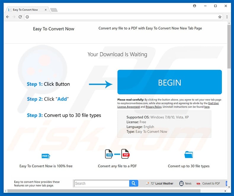 Website used to promote Easy To Convert Now browser hijacker