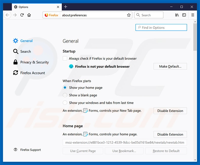 Removing search.hfreeforms.co from Mozilla Firefox homepage