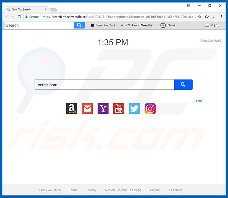 search.hfreeliveradio.co browser hijacker