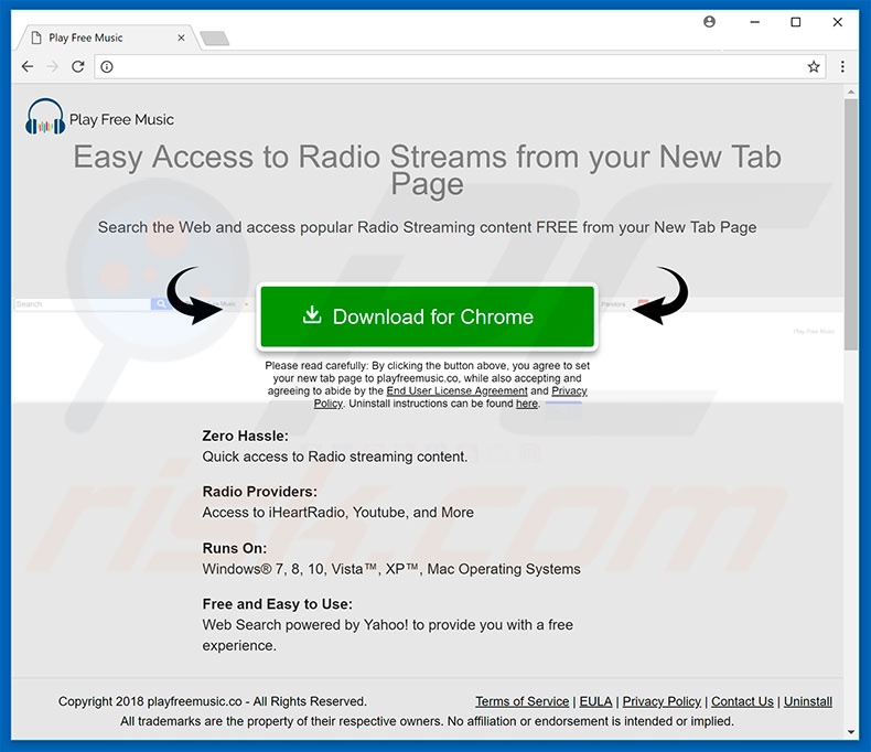 Website used to promote Play Free Music browser hijacker