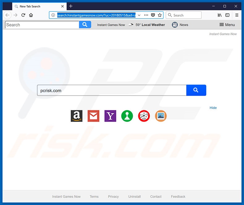 search.hinstantgamesnow.com browser hijacker