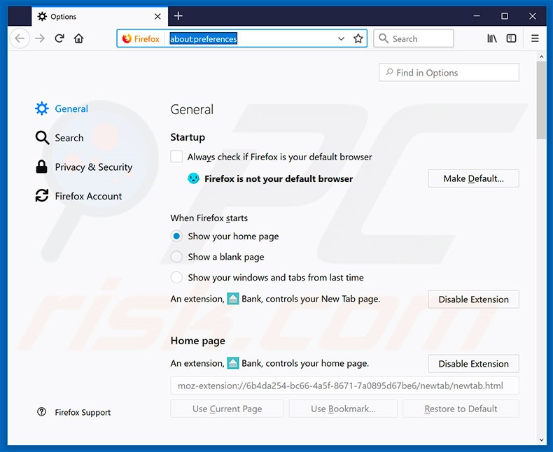 Removing search.hmybanklogin.com from Mozilla Firefox homepage