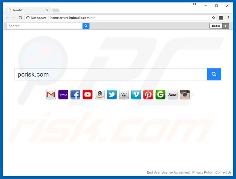 home.centralhubradio.com browser hijacker