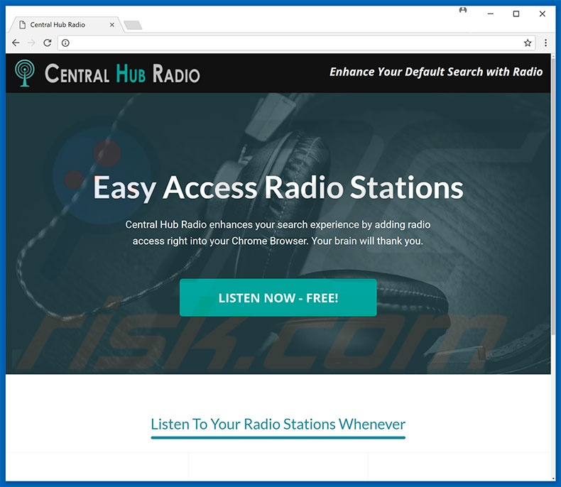 Website used to promote Central Hub Radio browser hijacker