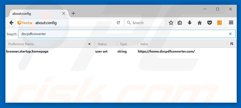 Removing home.docpdfconverter.com from Mozilla Firefox default search engine