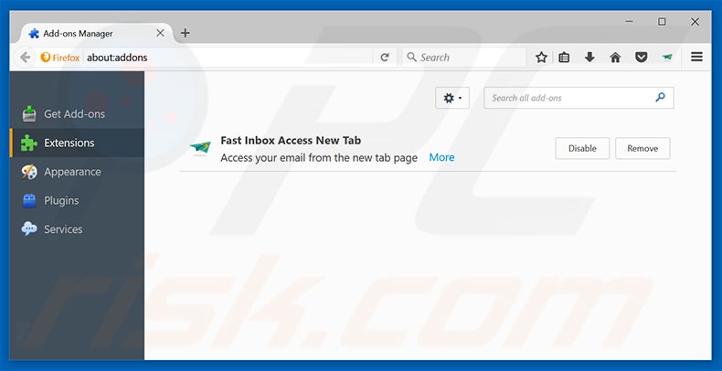 Removing home.fastinboxaccess.com related Mozilla Firefox extensions