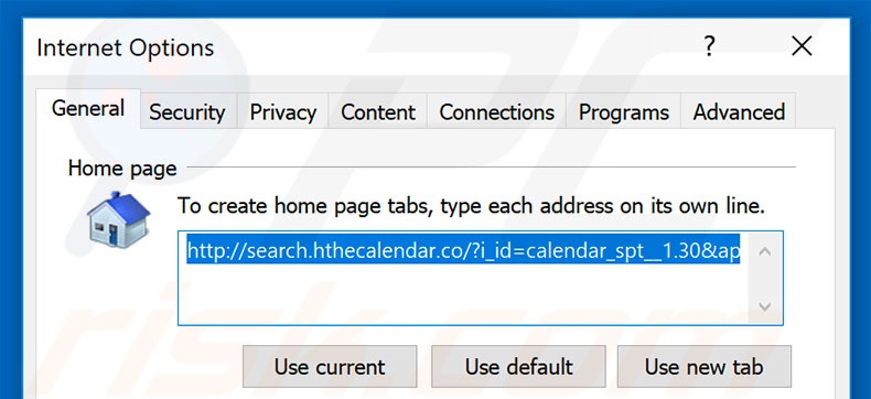Removing search.hthecalendar.co from Internet Explorer homepage