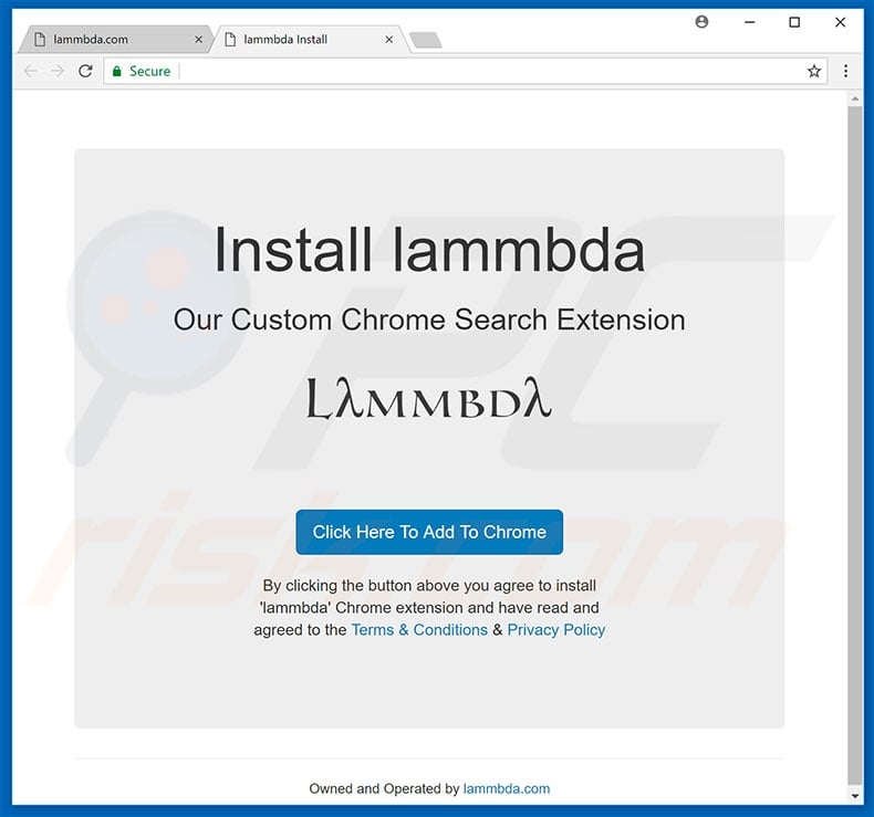 Website used to promote lammbda browser hijacker