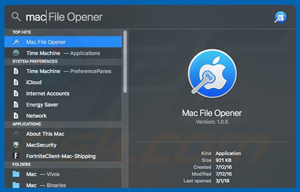 Potentially unwanted application Mac File Opener