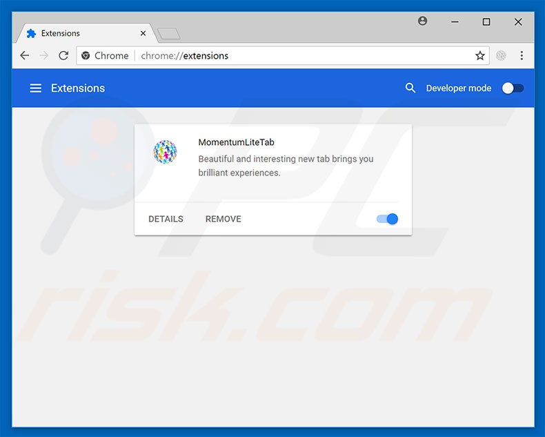 Removing search.momentumlite.com related Google Chrome extensions