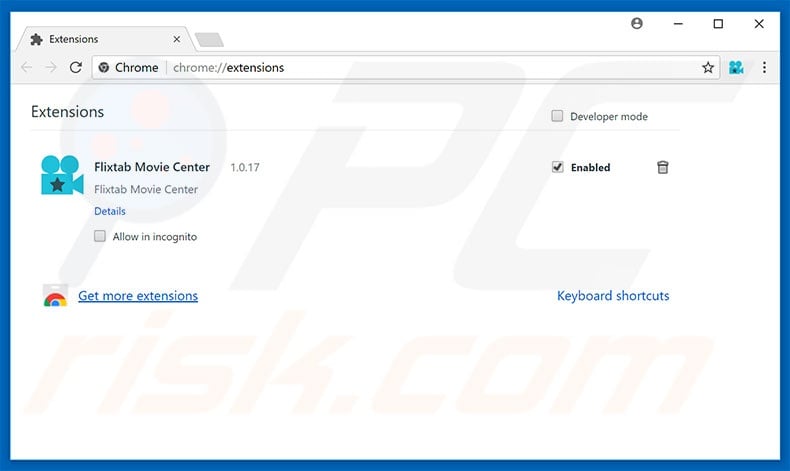 Removing moviesearchcenter.com related Google Chrome extensions